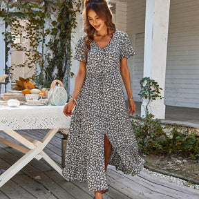 Vestido de Fenda Floral Feminino - Nicole